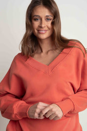 OVERSIZED ORANGE NECKLINE SWEATSHIRT - BISCOE