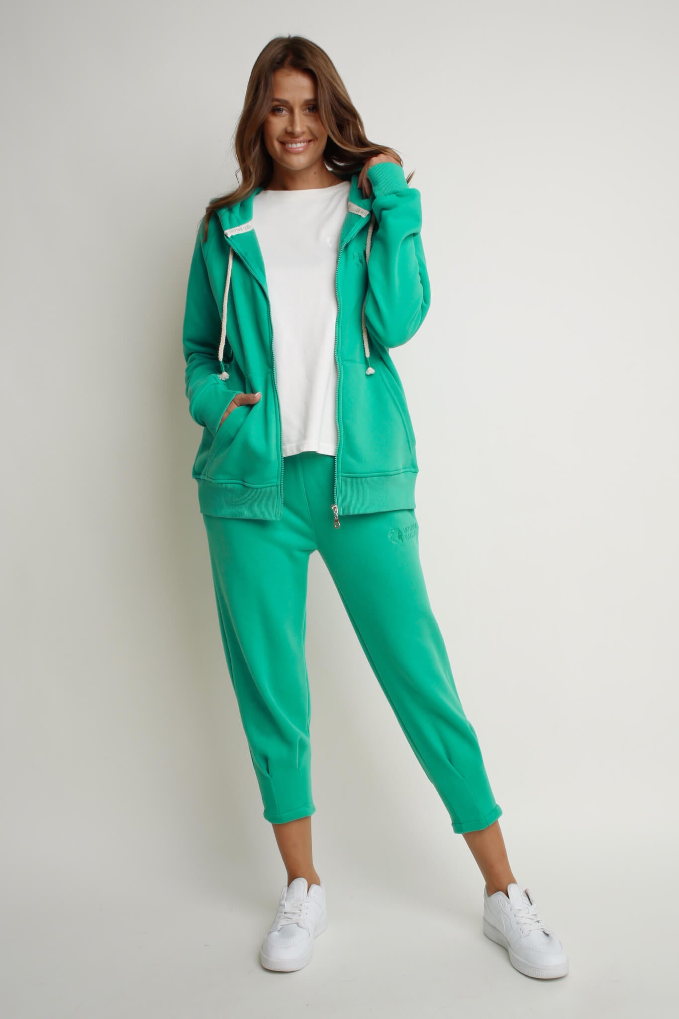 ZIPPER HOODED SWEATSHIRT GREEN - ZANZIBAR