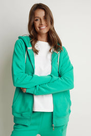 ZIPPER HOODED SWEATSHIRT GREEN - ZANZIBAR