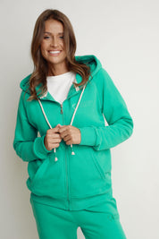 ZIPPER HOODED SWEATSHIRT GREEN - ZANZIBAR