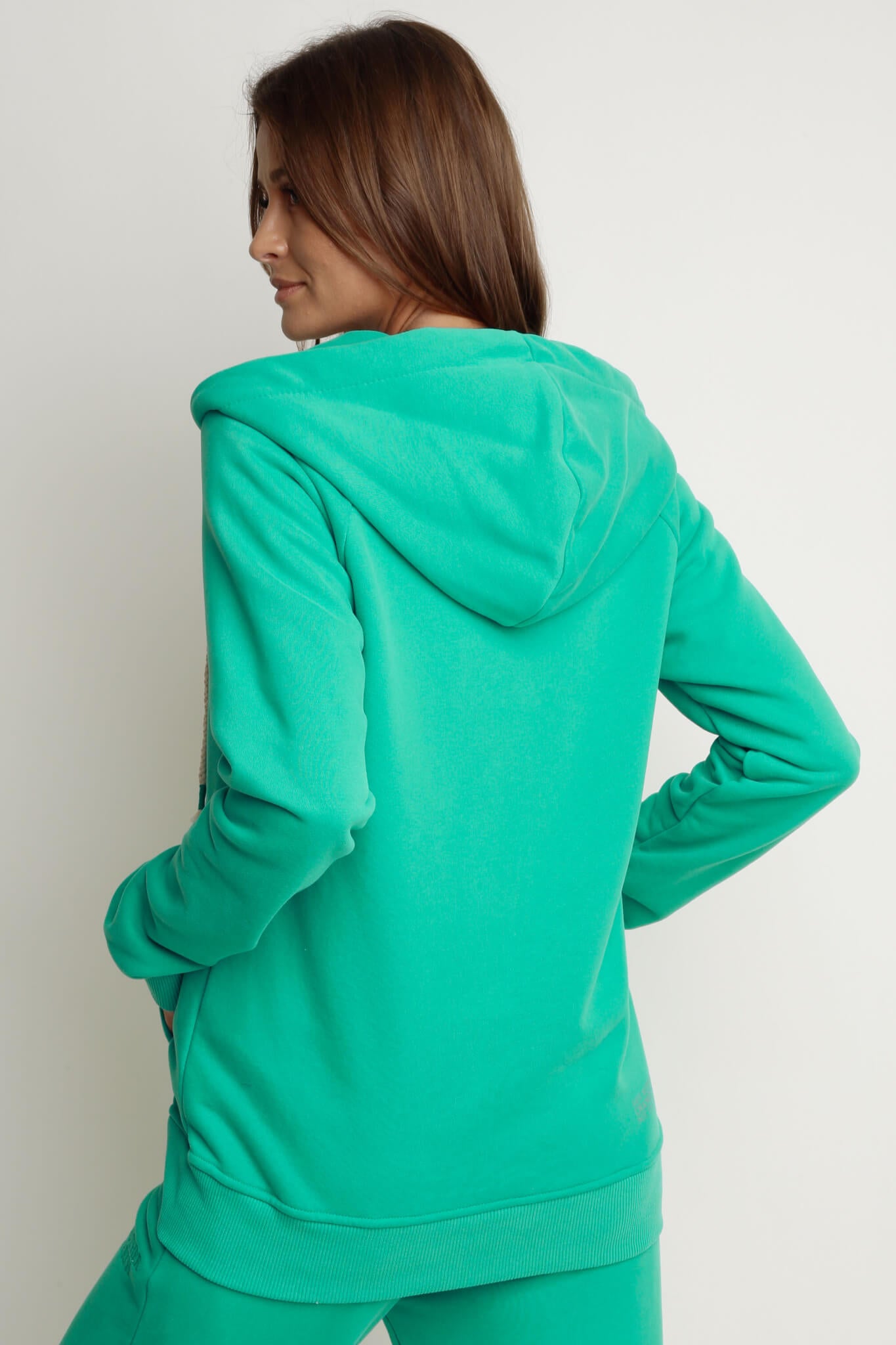 ZIPPER HOODED SWEATSHIRT GREEN - ZANZIBAR