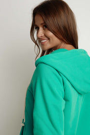 ZIPPER HOODED SWEATSHIRT GREEN - ZANZIBAR