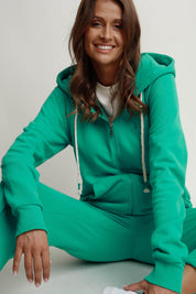 ZIPPER HOODED SWEATSHIRT GREEN - ZANZIBAR