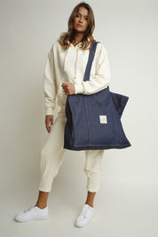 TORBA TYPU SHOPPER  BAG JEANSOWA GRANATOWA- LIDO