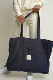 TORBA TYPU SHOPPER  BAG JEANSOWA CIEMNOGRANATOWA- LIDO