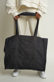 TORBA TYPU SHOPPER  BAG JEANSOWA CIEMNOGRANATOWA- LIDO