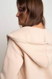 LONG ZIPPERED SWEATSHIRT WITH HOOD LIGHT BEIGE - LEUKADA