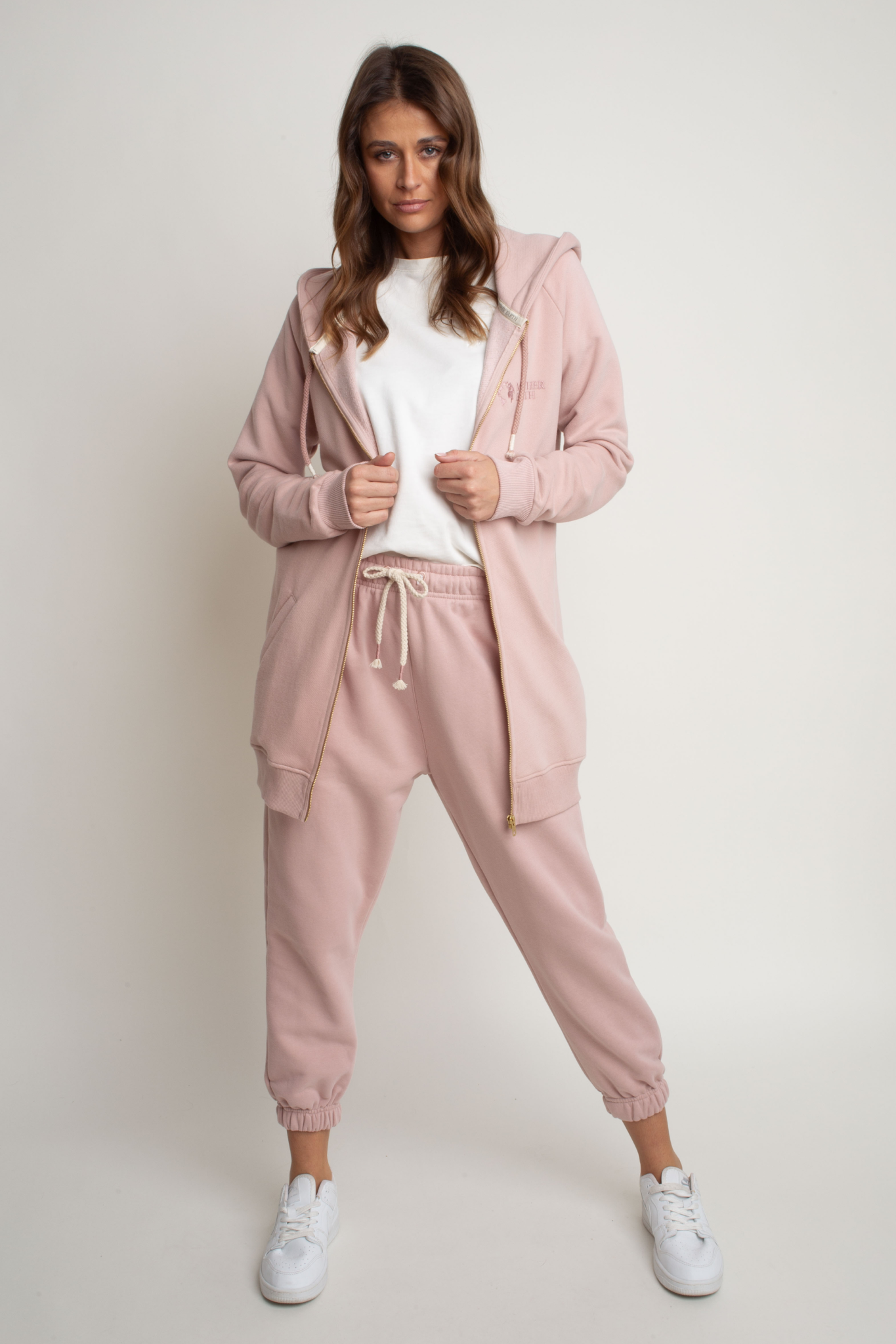 LONG ZIPPER WITH HOOD LIGHT PINK - LEUKADA