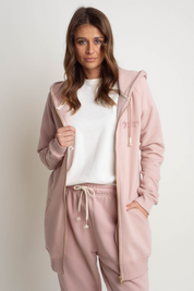 LONG ZIPPER WITH HOOD LIGHT PINK - LEUKADA