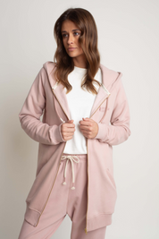 LONG ZIPPER WITH HOOD LIGHT PINK - LEUKADA