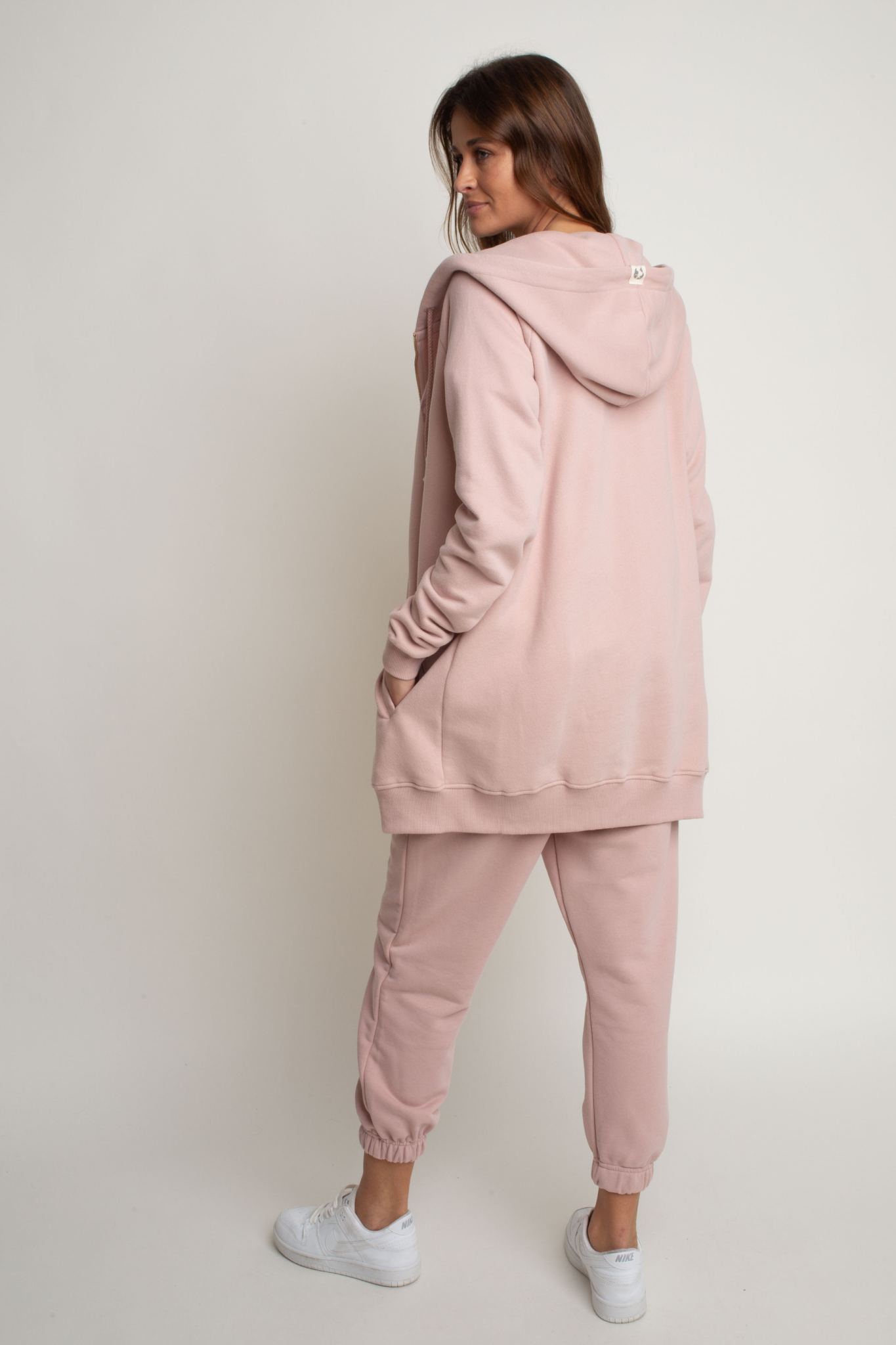 LONG ZIPPER WITH HOOD LIGHT PINK - LEUKADA