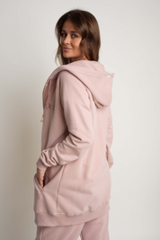 LONG ZIPPER WITH HOOD LIGHT PINK - LEUKADA