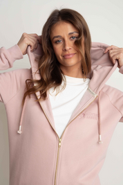 LONG ZIPPER WITH HOOD LIGHT PINK - LEUKADA