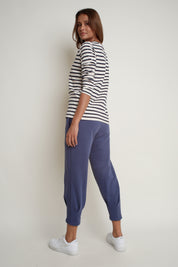 CREAM AND NAVY STRIPED LONG-SLEEVE BLOUSE - SOTAVENTO