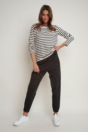 CREAM AND BLACK STRIPED LONG-SLEEVE BLOUSE - SOTAVENTO