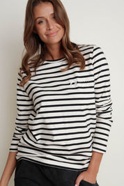 CREAM AND BLACK STRIPED LONG-SLEEVE BLOUSE - SOTAVENTO