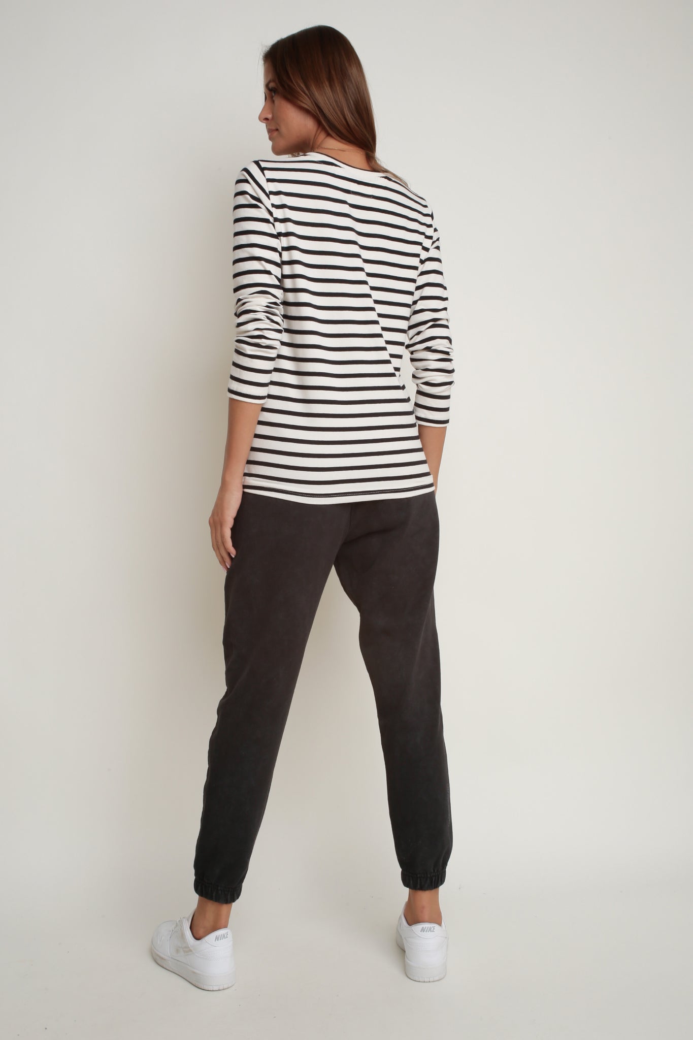 CREAM AND BLACK STRIPED LONG-SLEEVE BLOUSE - SOTAVENTO