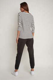 CREAM AND BLACK STRIPED LONG-SLEEVE BLOUSE - SOTAVENTO