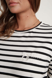CREAM AND BLACK STRIPED LONG-SLEEVE BLOUSE - SOTAVENTO