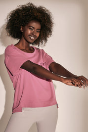 ASYMMETRIC T-SHIRT WITH LONG BACK FUCHSIA - MINORKA