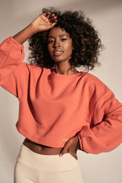 CREWNECK SWEATSHIRT LOOSE CUT ORANGE - NAURA