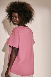 V-NECK T-SHIRT WITH SIDE SLOTS FUCHSIA - PENANG