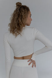 SHORT FITTED RIBBED CROP TOP ECRU - SAHARA