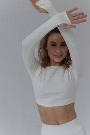 SHORT FITTED RIBBED CROP TOP ECRU - SAHARA