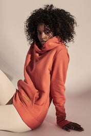 SWEATSHIRT WITH LARGE HOOD ORANGE - SAREMA