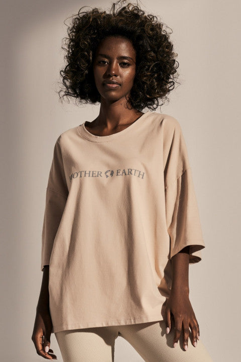 T-SHIRT OVERSIZE UNISEX SAND BEIGE - SINGAPUR