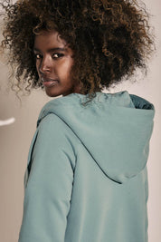 TURQUOISE ZIPPER HOODED SWEATSHIRT - SOKATRA