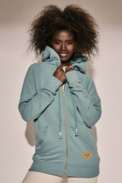 TURQUOISE ZIPPER HOODED SWEATSHIRT - SOKATRA