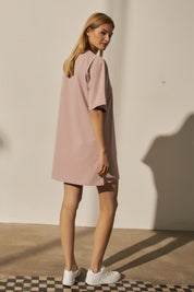 SHORT SLEEVE DRESS LIGHT PINK - ZELANDIA