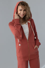 ORANGE ZIPPER WITH HOOD - ARINA