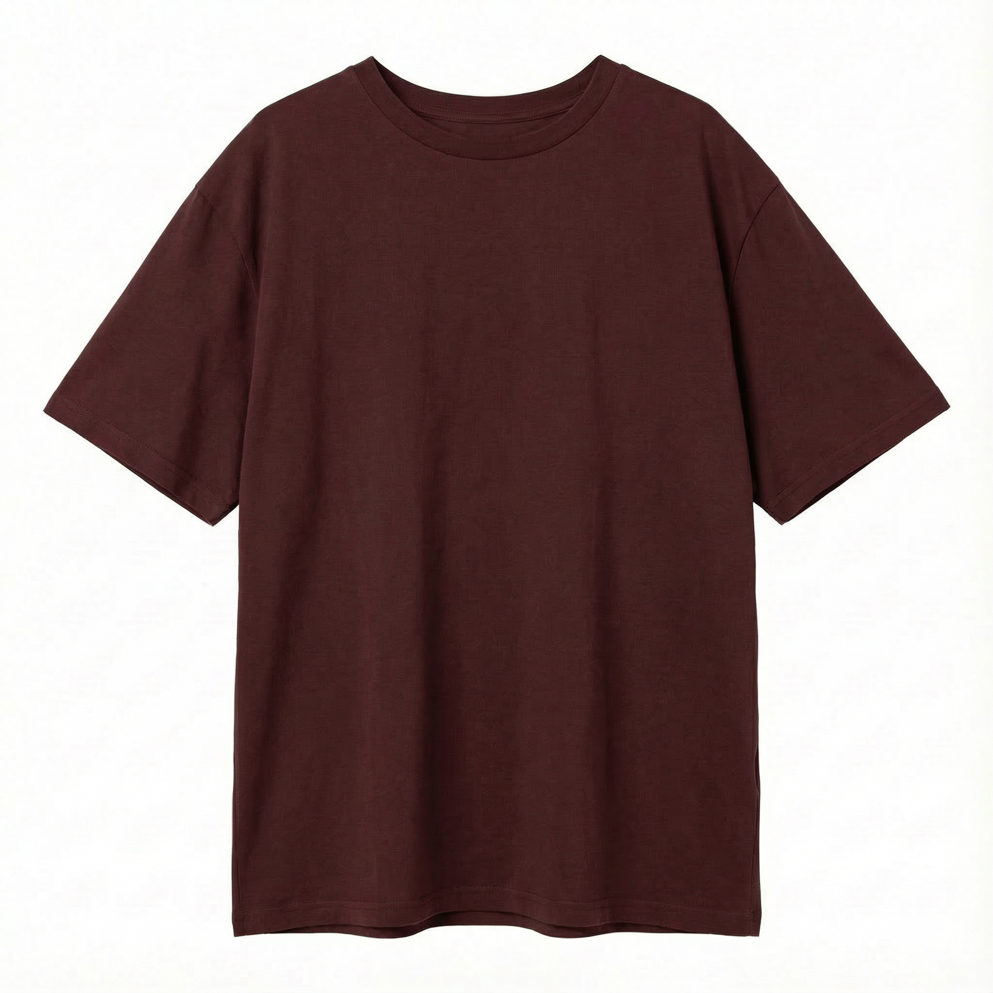 OVERSIZED T-SHIRT WITH A DELICATE WASH EFFECT, BURGUNDY - OYSTER packshot