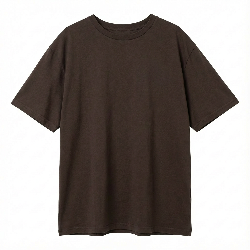 OVERSIZED T-SHIRT WITH A DELICATE WASH EFFECT, DARK BROWN - OYSTER packshot