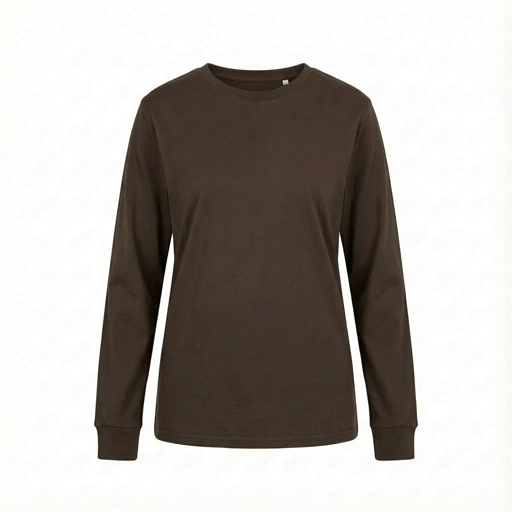 LONGSLEEVE OVERSIZE Z DELIKATNYM EFEKTEM SPRANIA CIEMNOBRĄZOWY - GILI packshot