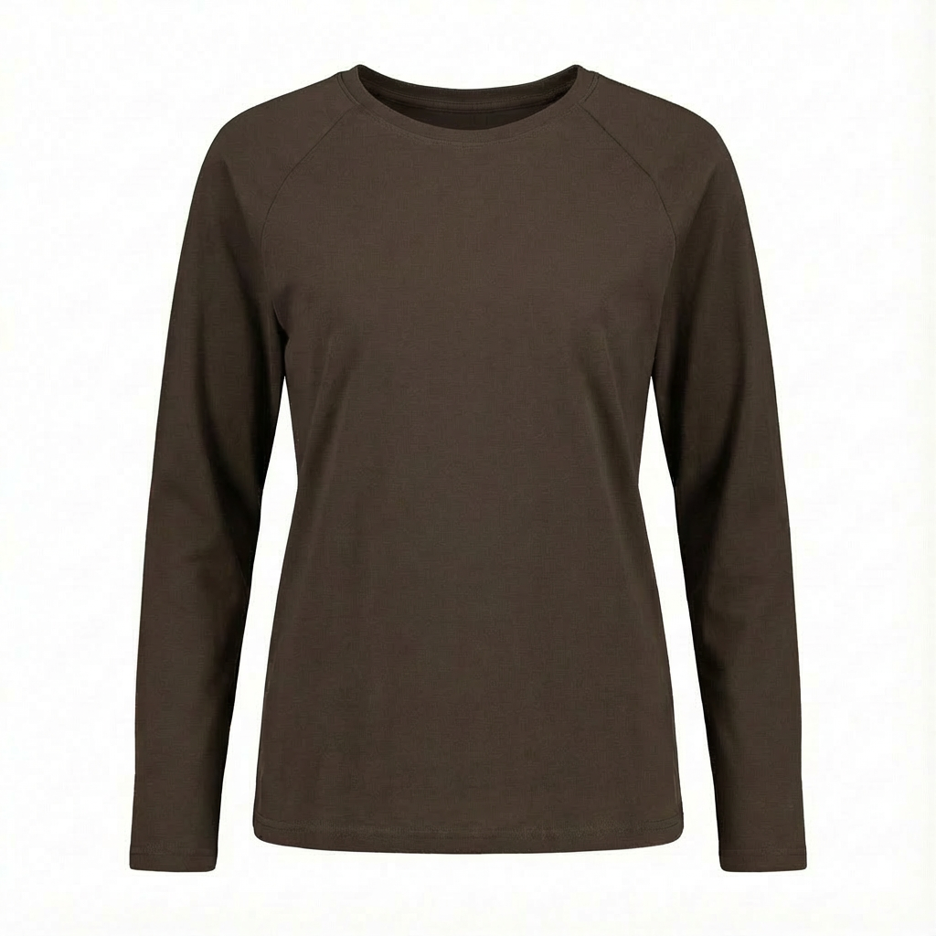 LONGSLEEVE OVERSIZE Z DELIKATNYM EFEKTEM SPRANIA CIEMNOBRĄZOWY  - OBILATU packshot