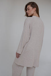 OVERSIZED KNITTED COVER IN BEIGE MELANGE COLOR - LAORA