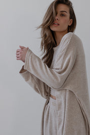 OVERSIZED KNITTED COVER IN BEIGE MELANGE COLOR - LAORA