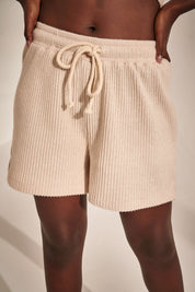 RIBBED SHORTS LIGHT BEIGE - MASSONA