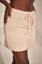 RIBBED SHORTS LIGHT BEIGE - MASSONA