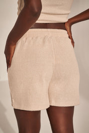 RIBBED SHORTS LIGHT BEIGE - MASSONA