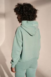 SHORT HOODED SWEATSHIRT TURQUOISE - MAJOTTA