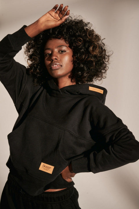 BLACK HOODED SWEATSHIRT - MURIA