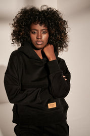 BLACK HOODED SWEATSHIRT - MURIA